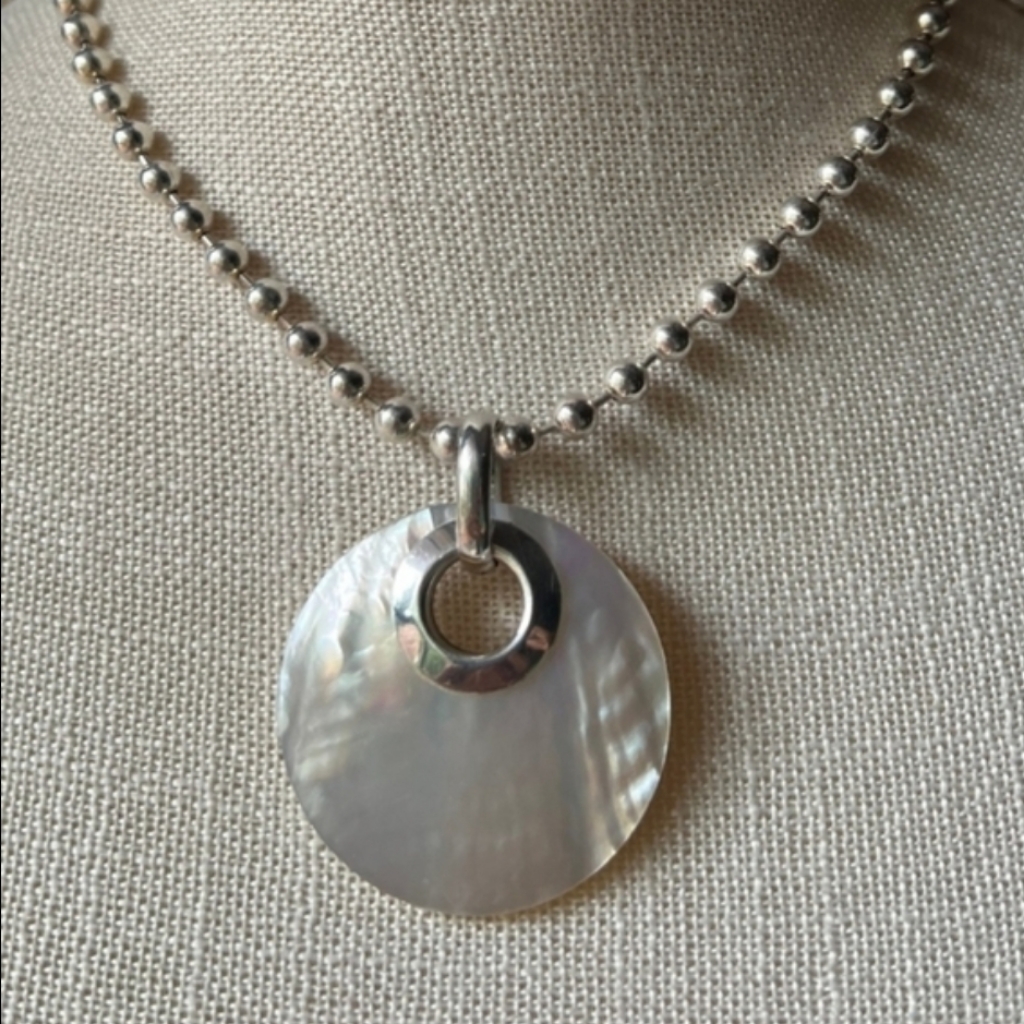 Silpada Sterling Silver Ball Bead Mop Pendant Necklace